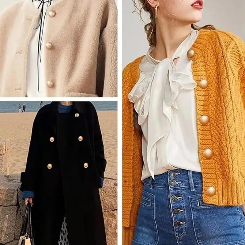 Silver 20mm 6PCS Half Round Metal Sewing Buttons For Coats Windbreakers Knit Bags - Image 5